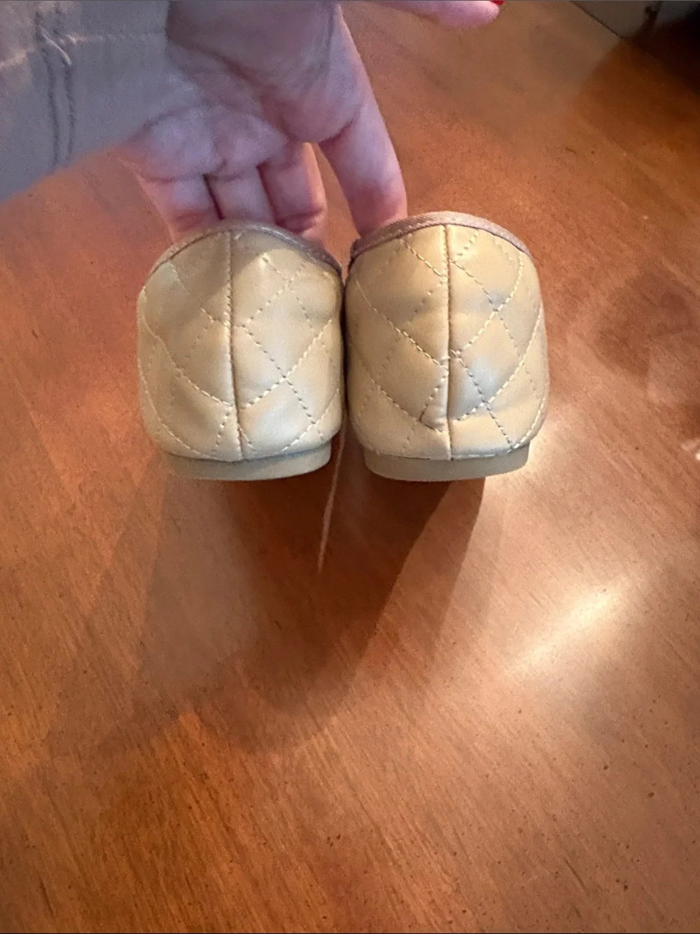 Quilted Nude Ballet Flats with Bow - Women